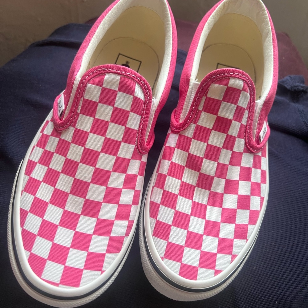 Vans Kids Pink Checkered Slip-On Shoes